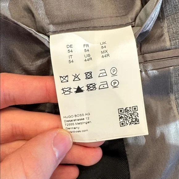 Hugo Boss mens 44R stretch gray micro pattern 2-button wool suit jacket EUC - Picture 7 of 8